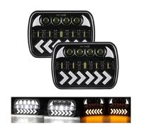 LKRGBXA Faros Delanteros Faro LED Cuadrado 5 X 7 X 7 Pulgadas Con Señal Giro Luz DRL Haz Alto/bajo Para Jeep Para Wrangler YJ Para Cherokee XJ Para Comanche Y MJ Faro Principale Fari(005)