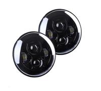 LKRGBXA Faros Delanteros Para Hummer Para H1 Y Para H2 2003-2007 2008 2009 Faros Delanteros LED 7 Pulgadas Con Forma Ojo Ángel Redondos Luces DRL Delanteras Faro Principale Fari(No Halo Black)
