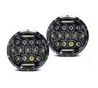 LKRGBXA Faros Delanteros Para Jeep Para Wrangler JK LJ TJ Para CJ-8 Para CJ-7 Faros Delanteros LED Redondos 7 Pulgadas DRL Hi Lo Beam Coche Todoterreno Negro Faro Principale Fari(Headlight 2pcs D)
