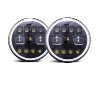 LKRGBXA Faros Delanteros Para Jeep Para Wrangler JK LJ TJ Para CJ-8 Para CJ-7 Faros Delanteros LED Redondos 7 Pulgadas DRL Hi Lo Beam Coche Todoterreno Negro Faro Principale Fari(Headlight 2pcs L)