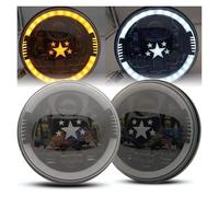 LKRGBXA Faros Delanteros Para Suzuki Para Samurai Para SJ410 Faros Delanteros LED Redondos De 7 Pulgadas DRL Hi Lo Beam Para Accesorios Coche Todoterreno Negros Faro Principale Fari(Headlight 2pcs Y)