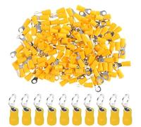 LKRXW 100 Piezas Conectores de Terminales Aislados de Anillo de Cobre M4 Terminal Aislado Crimpado Eléctricos Kit 4,3mm Conector Crimpado Tope Crimp Cables 4,0-6,0mm² 12-10AWG Amarillo