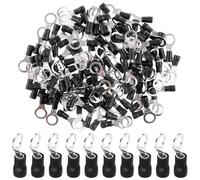 LKRXW 100 Piezas Conectores de Terminales Aislados de Anillo de Cobre M4 Terminal Aislado Crimpado Eléctricos Kit 4,3mm Conector Crimpado Tope Crimp Cables 2,5-4,0mm² 14-12AWG Negro