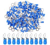 LKRXW 100 Piezas Conectores de Terminales Aislados de Anillo de Cobre M5 Terminal Aislado Crimpado Eléctricos Kit 5,3mm Conector Crimpado Tope Crimp Cables 1,5-2,5mm² 16-14AWG Azul