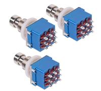 LKRXW 3 Piezas 3PDT 9 Pines Interruptor de Pedal de Efecto Guitarra Stomp True Bypass Pie de Caja Bloqueo Pulsador Botón Efectos Pedal Switch Metal Presionar AC 250V/3A 125V/6A