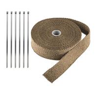 LKRXW Cinta Anticalorica Para Escapes Cinta Aislante Térmica Coche Fibra de Vidrio Banda Aislante Anti Calor Protección Tubo Colector Escape Titanio 2,5CM X 10M con 6 Bridas