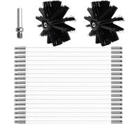 LKRXW Kit de Cepillos para Limpieza de Chimeneas Juego de Limpieza Conductos Ventilación Cepillo Deshollinador Cepillos Limpiar Chimenea Con 18 Varillas + 2 Cabezales (100mm)