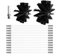 LKRXW Kit de Cepillos para Limpieza de Chimeneas Juego de Limpieza Conductos Ventilación Cepillo Deshollinador Cepillos Limpiar Chimenea Con 12 Varillas + 2 Cabezales (100mm+150mm)