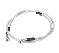 LKRXW Manguera de Aceite de Freno para Motocicleta 130cm Líneas Freno Moto | Hidráulico Reforzado Tubo Cable Embrague Motocross Acero Trenzado Latiguillo Aceite 28 Grados Plateado