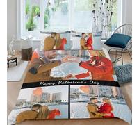 LKSCUDIY Funda nordica Personalizada Foto Juego de edredón Personalizado con múltiples Fotos/Texto impresión y 2 Fundas de Almohada,edredon Cama Personalizado para cumpleaños,pareja-3Fotos