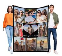 LKSCUDIY Manta Personalizadas Foto,Franela Manta Personalizado con Collage de Fotos de 1 a 10 y Texto,Regalo para el día de San Valentín,Manta de Cama Personalizada para niños Esposa marido-9Fotos