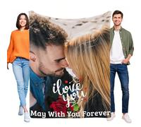 LKSCUDIY Manta Personalizadas Foto,Franela Manta Personalizado con Collage de Fotos de 1 a 10 y Texto,Regalo para el día de San Valentín,Manta de Cama Personalizada para niños Esposa marido-1Foto