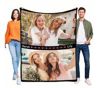 LKSCUDIY Manta Personalizadas Foto,Franela Manta Personalizado con Collage de Fotos de 1 a 10 y Texto,Regalo para el día de San Valentín,Manta de Cama Personalizada para niños Esposa marido-2Fotos