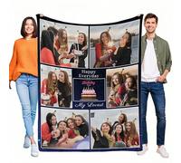 LKSCUDIY Manta Personalizadas Foto,Franela Manta Personalizado con Collage de Fotos de 1 a 10 y Texto,Regalo para el día de San Valentín,Manta de Cama Personalizada para niños Esposa marido-7Fotos