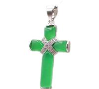 LKSGJSNB Colgante Feng Shui, Colgante de Collar de Jade Verde Feng Shui for Mujer, Cruz de Jade de Yoga auténtica, Plata S925
