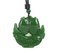 LKSGJSNB Colgante Feng Shui, Colgante de Collar de Jade Verde Feng Shui for Mujer, pez de la Fortuna de Jaspe de Yoga auténtico
