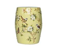 LKSGJSNB Taburete de Tambor de cerámica con Flores y pájaros campestres, Nuevo Taburete Redondo de Estilo Chino, tocador Creativo for el hogar y Taburete for Cambiar Zapatos. (Color Rosa)(Yellow)
