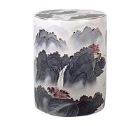 LKSGJSNB Taburete de Tambor de cerámica con Paisaje Pintado a Mano, Taburete de tocador clásico cilíndrico, Taburete de Entrada Retro Creativo. (Color : E)(A)