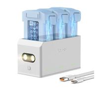 LKTOP - Hub de carga de batería Mini 5Pro/4 Pro/3 37W USB-C rápido para DJI Mini serie 5/4/3/Plus, accesorios para drones SKYROVER X1, luces LED de almacenamiento modo SOS