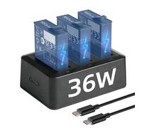 LKTOP Hub de carga paralelo Osmo Action 6/5 Pro/4/3/360 de 36 W para accesorios de cámara DJI Osmo Action/serie 360, cargador rápido con indicador de nivel de batería (carga 3 baterías simultáneamente