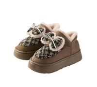 Lkvent botas Pantuflas cortas de invierno for mujer, bonitas, con lazo, cálidas, antideslizantes, con forro de felpa, for casa zapatos(Dark Green,41)