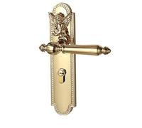 Lkvent manilla puerta Manija de puerta Little Angel, cerradura integrada, puerta del dormitorio, habitación silenciosa, baño, madera, dorado brillante interior(Color2,Magnetic Lock)