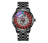 Lkvent Reloj inteligente mecánico totalmente automático, esfera giratoria, acero inoxidable, hueco, impermeable, adecuado para hombres, como regalo digital, Nero, Steel belt
