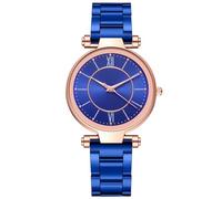 Lkvent Reloj Inteligente Reloj analógico de Cuarzo con Correa de Acero for Mujer, Ideal for Uso Diario, Informal y de Moda. Deportivo(BLU)