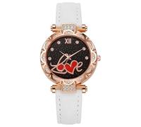 Lkvent Reloj Inteligente Reloj Casual for Mujer con Correa de Cuero, Reloj de Pulsera analógico de Cuarzo Simple, es un Regalo de Lujo Ligero Adecuado for Novia y Esposa Deportivo(Weiß)