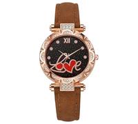 Lkvent Reloj Inteligente Reloj Casual for Mujer, Correa de Cuero, Reloj de Pulsera analógico de Cuarzo Simple, es un Regalo de Lujo Ligero for Novia y Esposa. Deportivo(Bruin)