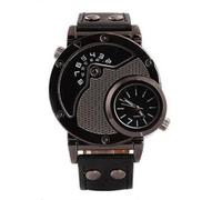 Lkvent Reloj Inteligente Reloj de Cuarzo con Doble Zona horaria Reloj de Pulsera Deportivo de Esfera Grande con Correa de Cuero es un Accesorio de Moda for Hombre Deportivo(Mesh+Black)