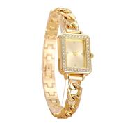 Lkvent Reloj Inteligente Reloj de Pulsera Cuadrado de 2 Piezas for Mujer, Correa de Acero Inoxidable, Cuarzo, Diamantes de imitación, es un Regalo de Lujo for Mujeres Deportivo(Gold)