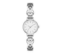 Lkvent Reloj Inteligente Reloj de Temperamento Retro, Reloj de Pulsera con Lazo francés, Reloj analógico Informal Resistente al Agua, un Gran Regalo for una Novia o Esposa. Deportivo(Silver White)