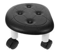 Lkvent Taburete Taburete bajo con Ruedas, Ligero, de Piel sintética, Giratorio, con reposapiés Deslizante for Sala de Estar y Dormitorio. Plegable(Noir)