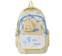Lkvent trabajar Bonita mochila escolar for niñas, bonita mochila escolar for estudiantes de primaria, secundaria y preparatoria con dije de queso. De regreso a la escuela(Geel)