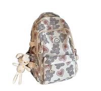 Lkvent trabajar Mochila escolar juvenil con estampado de oso de amor, grande, de nailon, ligera, for portátil, informal, for niñas, escuela secundaria y universidad De regreso a la escuela(Rose)