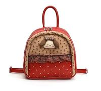 Lkvent trabajar Mochila pequeña for mujer y niña, bonita mini mochila de piel sintética, bandolera, bolso multifuncional. De regreso a la escuela(Rot)