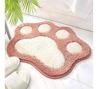 Lkw Ogechi Alfombra de Baño Antideslizante para Suelo de Baños - 45x60 cm Alfombrilla de Baño en Forma de Pata de Gato, Súper Absorbente, Extra Suave, Lavable a Máquina (Rosado)