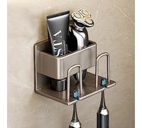 Lkw Ogechi Soporte para Cepillo de Dientes Estante de Almacenamiento Pared con 2 Ranuras para Tazas, Portacepillos de Dientes Pared con 2 Ranuras Organizadoras de Cepillo de Dientes, Autoadhesivo