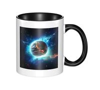 LKWSCGHM Blue Earth In The Space - Tazas de café con asa, taza grande de porcelana de 11 onzas para bebidas calientes y frías, tazas de té de cerámica para hombres y mujeres, taza de café divertida