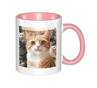 LKWSCGHM Divertidas tazas de café de gato con asa, taza grande de porcelana de 11 onzas para bebidas calientes y frías, tazas de té de cerámica para hombres y mujeres, taza de café divertida para