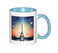 LKWSCGHM Tazas de café con diseño de París con asa, taza grande de porcelana de 325 ml para bebidas calientes y frías, tazas de té de cerámica para hombres y mujeres, divertida taza de café para