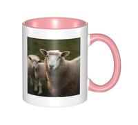 LKWSCGHM Tazas de café de animales de oveja con asa, taza grande de porcelana de 11 onzas para bebidas calientes y frías, tazas de té de cerámica para hombres y mujeres, taza de café divertida para