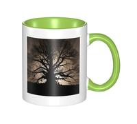 LKWSCGHM Tree Silhouette - Tazas de café con asa, taza grande de porcelana de 325 ml para bebidas calientes y frías, tazas de té de cerámica para hombres y mujeres, divertida taza de café para