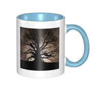 LKWSCGHM Tree Silhouette - Tazas de café con asa, taza grande de porcelana de 325 ml para bebidas calientes y frías, tazas de té de cerámica para hombres y mujeres, divertida taza de café para