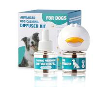 LKXDOV Difusor calmante para perros, kit de difusor de feromonas calmante para calmar (1 enchufe + 1 recambio) para aliviar la ansiedad, reducir la agresión, combatir el estrés de ladridos