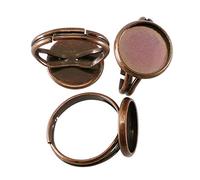 LKXHarleya Base De Anillo En Blanco Ajustable De 10 Piezas para Hacer Joyas, Base De Anillo De Dedo Antiguo, Sin Plomo, Sin Cadmio, Base De Anillo De Cobre Rojo, 25 Mm