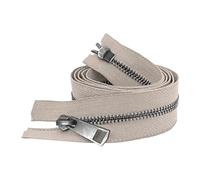 LKXHarleya Cremallera metálica Abierta de 20 cm con Doble cursor para Bolso, Beige-Negro Plomo