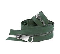 LKXHarleya Cremallera metálica Abierta de 20 cm con Doble cursor para Bolso, Verde Militar-Negro Plomo