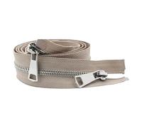 LKXHarleya Cremallera metálica Abierta de 20 cm y Doble cursor para Bolsos, Accesorios de Costura, Beige y Plateado.
